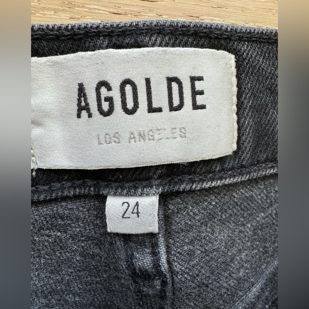 Agolde Nico High Rise Slim Straight Denim Jeans Distressed In Cassette  Sz 24 - Picture 12 of 12